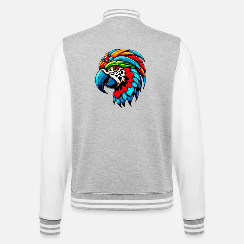 Harlekin Papagei - College-Sweatjacke - Grau meliert/Weiß