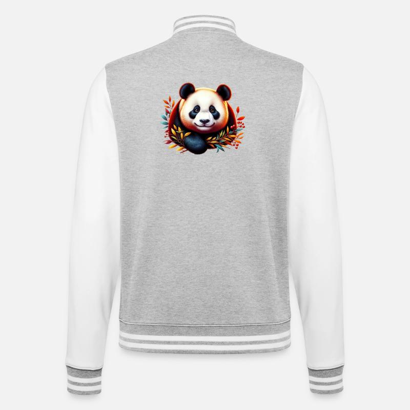 Panda - College-Sweatjacke - Grau meliert/Weiß