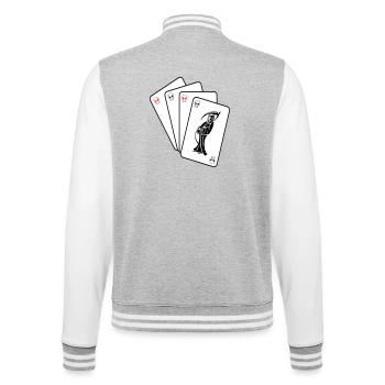 Sensenmann-Karten - College-Sweatjacke - Grau meliert/Weiß - Hinten - Marisol (170cm)