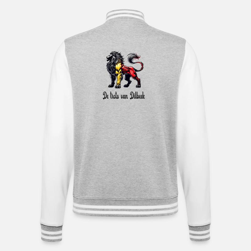 Dilbeek Löwen Flaggen Design - College-Sweatjacke - Grau meliert/Weiß
