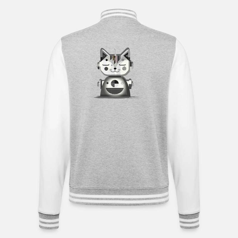 Geometric Robot Cat – Creative Illustration - College Sweat Jacket - heather grey/white
