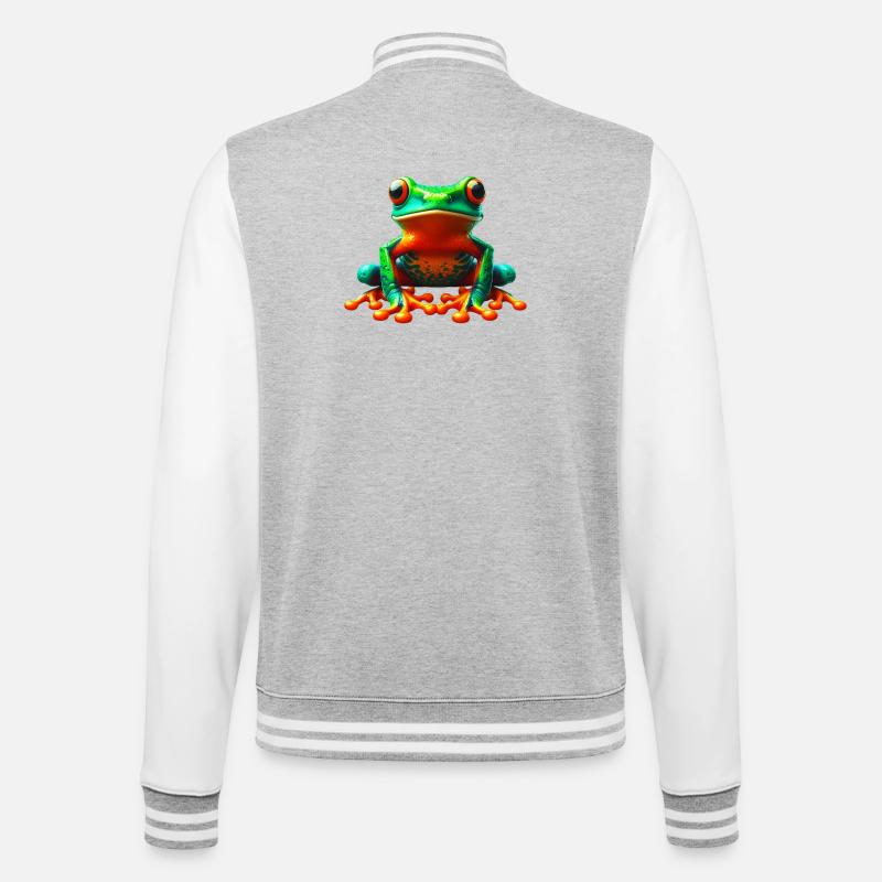 Frosch - College-Sweatjacke - Grau meliert/Weiß