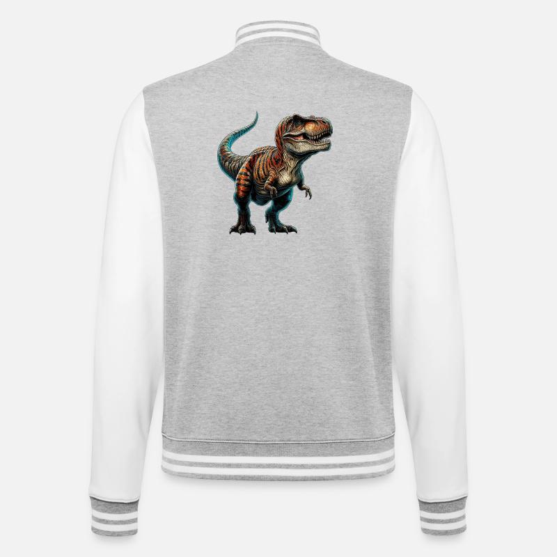 Dinosaur - College Sweat Jacket - heather grey/white