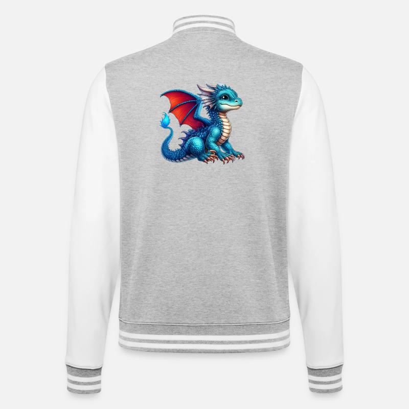 Drache - College-Sweatjacke - Grau meliert/Weiß