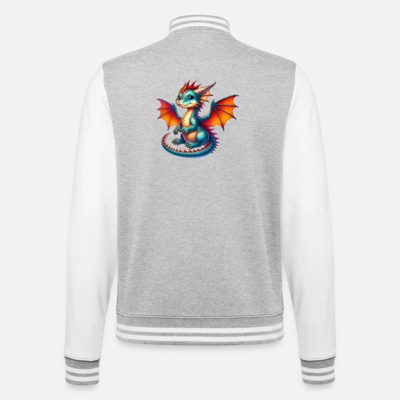 Drache - College-Sweatjacke - Grau meliert/Weiß
