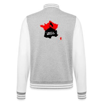 Liberté de manifester - Veste Teddy - gris chiné / blanc - Dos - Marisol (170cm)