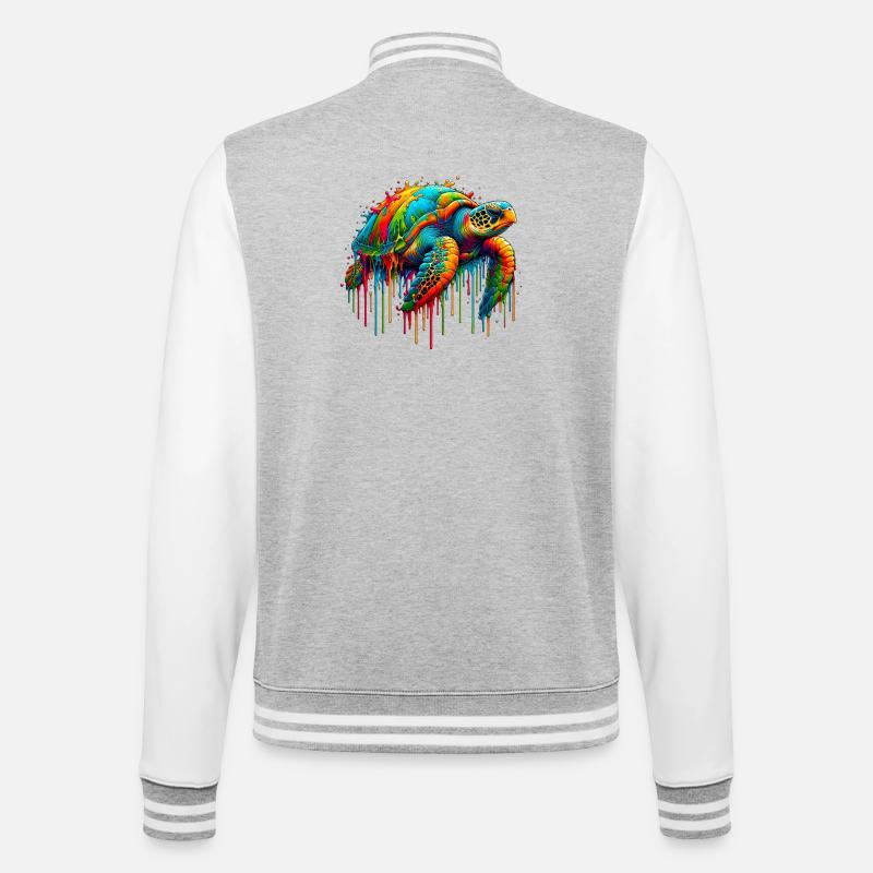 Schildkröte - College-Sweatjacke - Grau meliert/Weiß