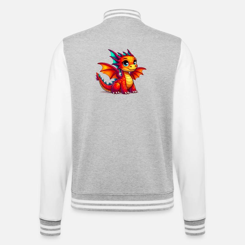 Drache - College-Sweatjacke - Grau meliert/Weiß