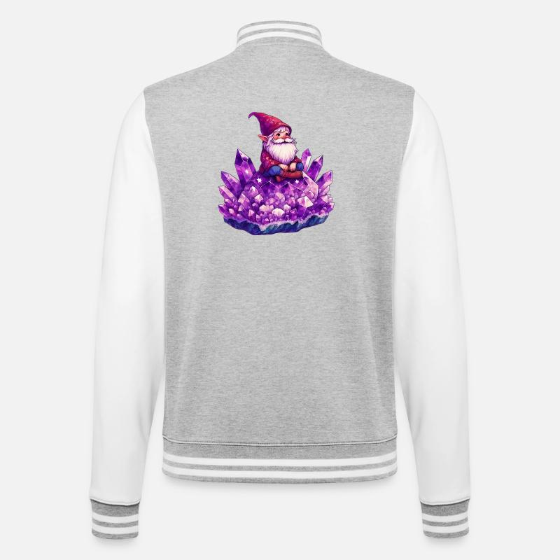 Gnom - College-Sweatjacke - Grau meliert/Weiß