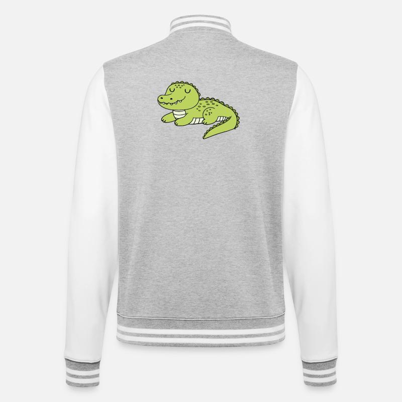 Krokodil - College-Sweatjacke - Grau meliert/Weiß