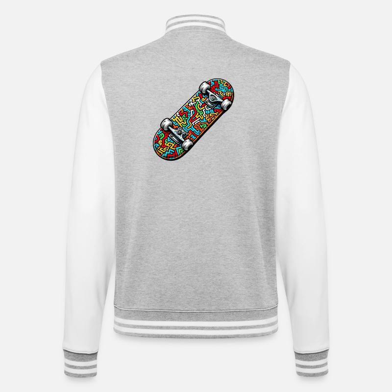 Skateboard - College-Sweatjacke - Grau meliert/Weiß