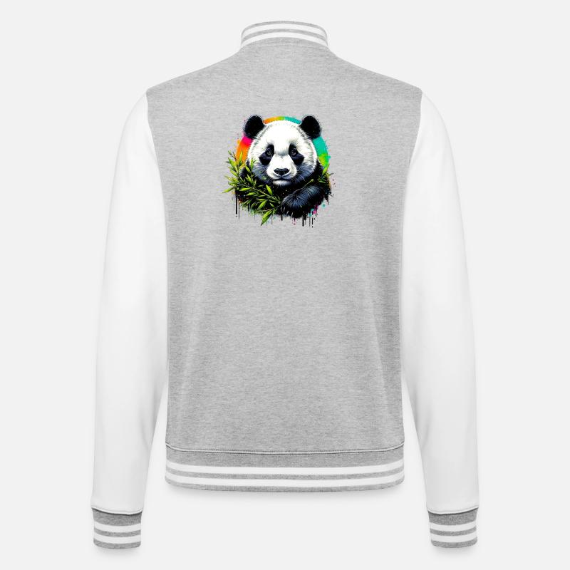 Panda - College-Sweatjacke - Grau meliert/Weiß