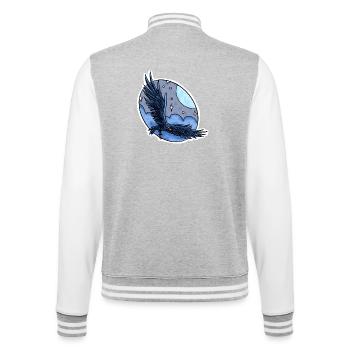Rabe im Flug vor Nachthimmel - College-Sweatjacke - Grau meliert/Weiß - Hinten - Marisol (170cm)