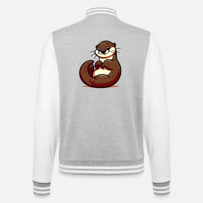 Otter - College-Sweatjacke - Grau meliert/Weiß