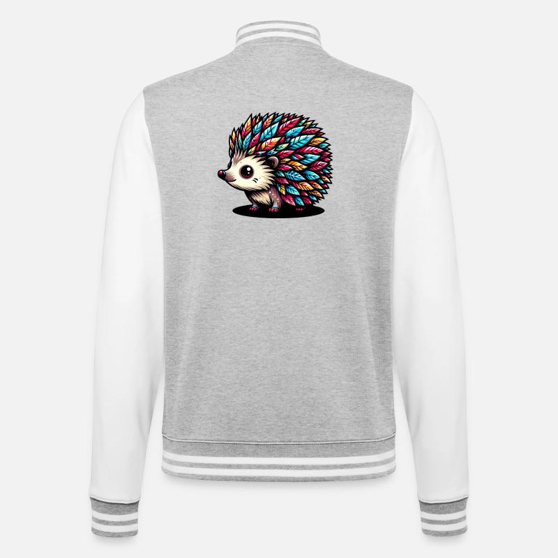 Igel - College-Sweatjacke - Grau meliert/Weiß