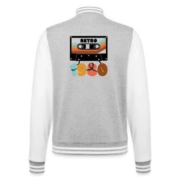 Retro 1980 Achtziger Jahre Musik Kassette - College-Sweatjacke - Grau meliert/Weiß - Hinten - Marisol (170cm)