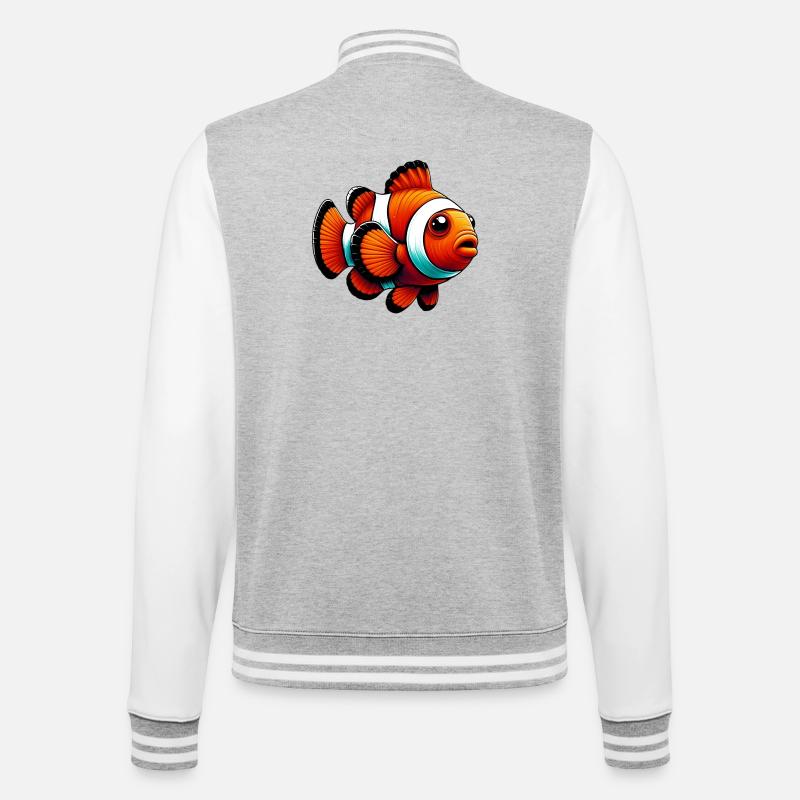 Clownfisch - College-Sweatjacke - Grau meliert/Weiß