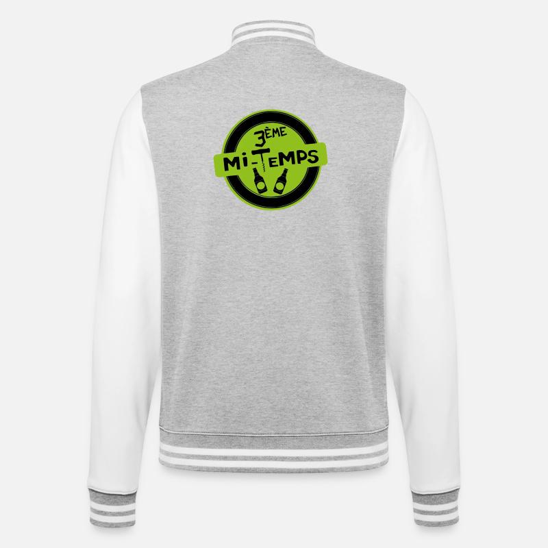3. Halbzeit - College-Sweatjacke - Grau meliert/Weiß