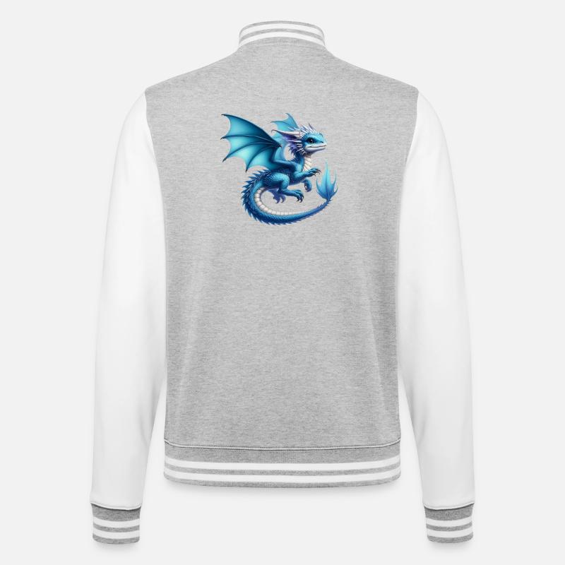 Drache - College-Sweatjacke - Grau meliert/Weiß