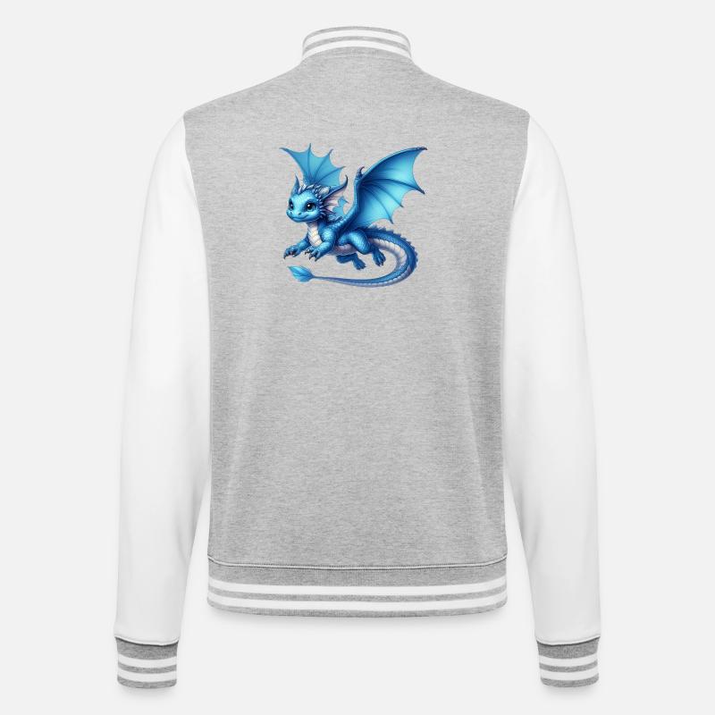 Drache - College-Sweatjacke - Grau meliert/Weiß