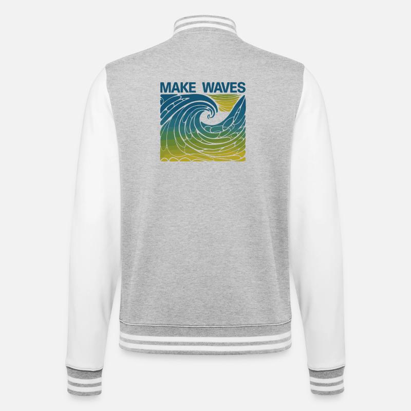 Make Waves - College Sweat Jacket - heather grey/white