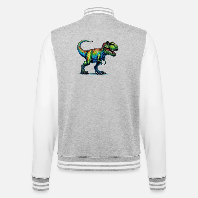 Dinosaur - College Sweat Jacket - heather grey/white