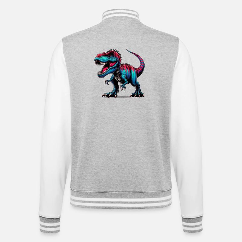 Dinosaur - College Sweat Jacket - heather grey/white