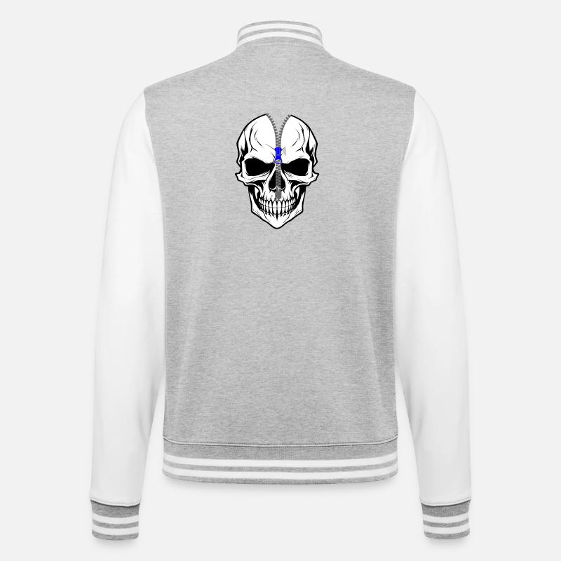 Crâne - Veste Teddy - gris chiné / blanc