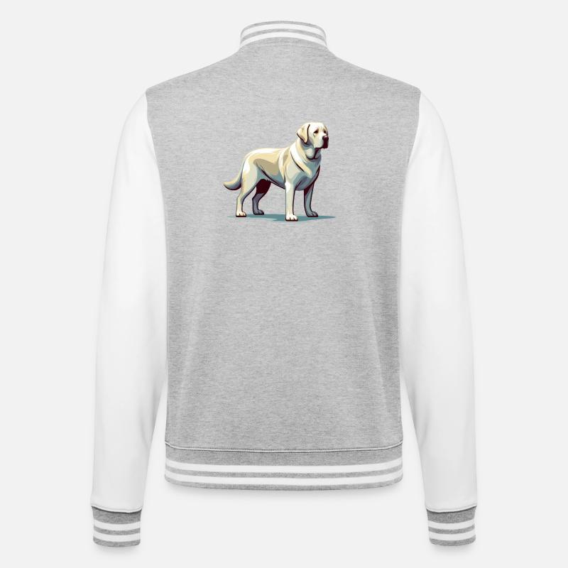 Labrador blanc debout - Veste Teddy - gris chiné / blanc