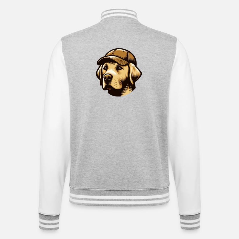 Labrador avec casquette - Veste Teddy - gris chiné / blanc