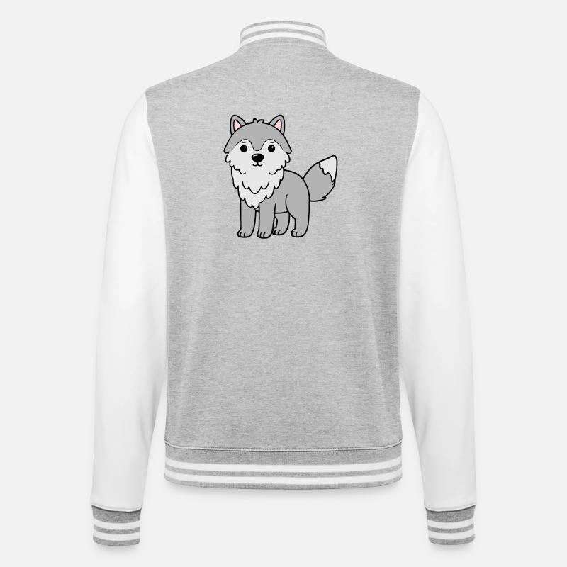 Wolf Wolves - College Sweat Jacket - heather grey/white