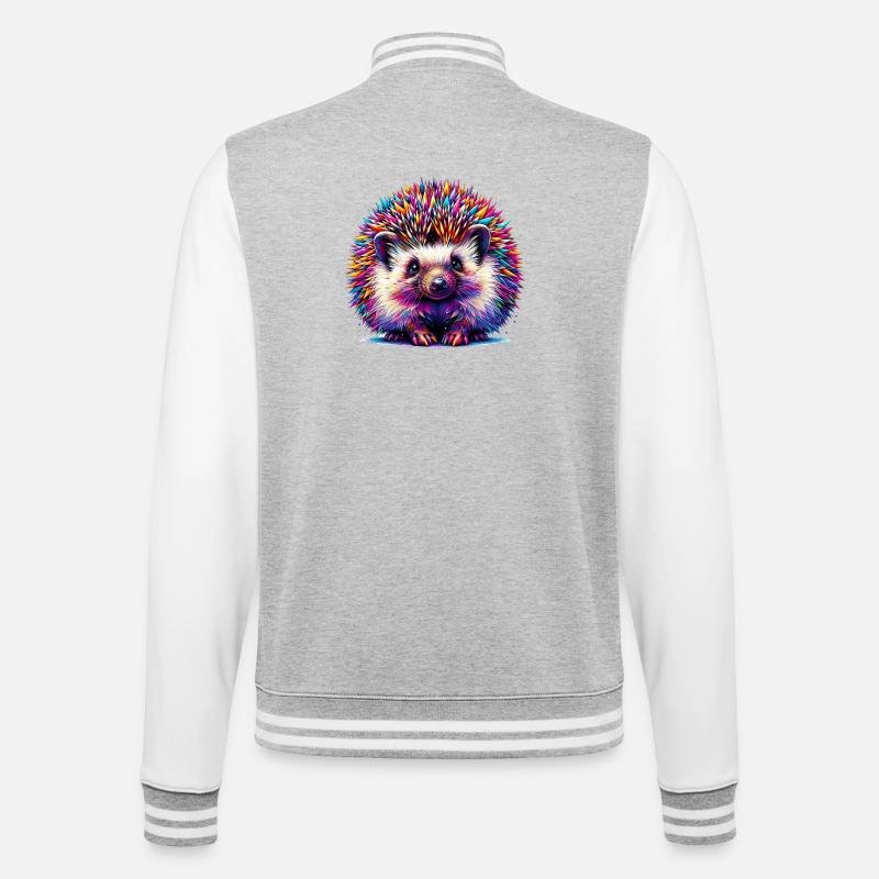 Hedgehog - College Sweat Jacket - heather grey/white