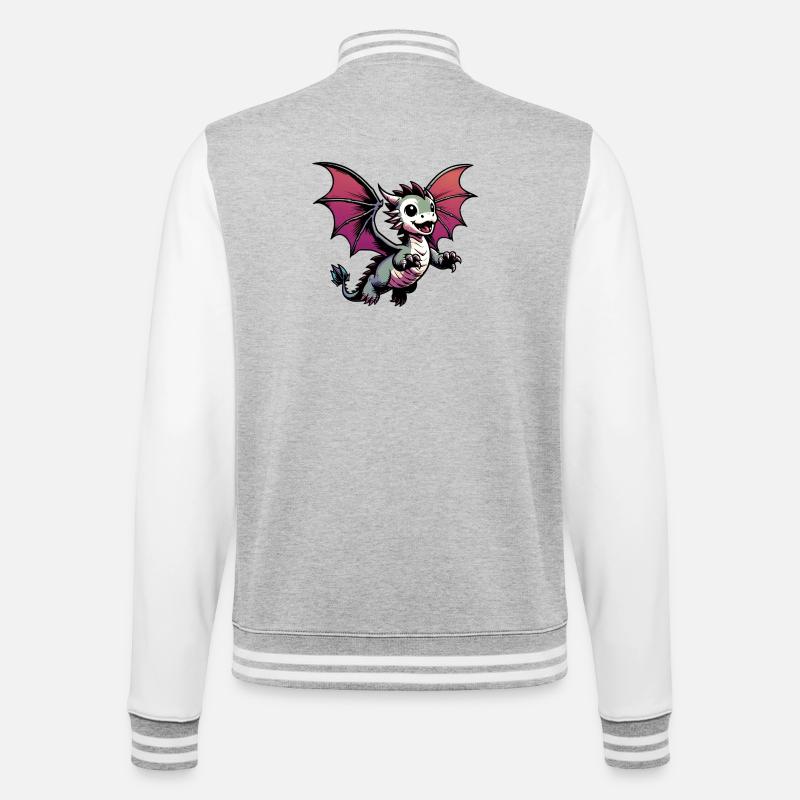 Drache - College-Sweatjacke - Grau meliert/Weiß