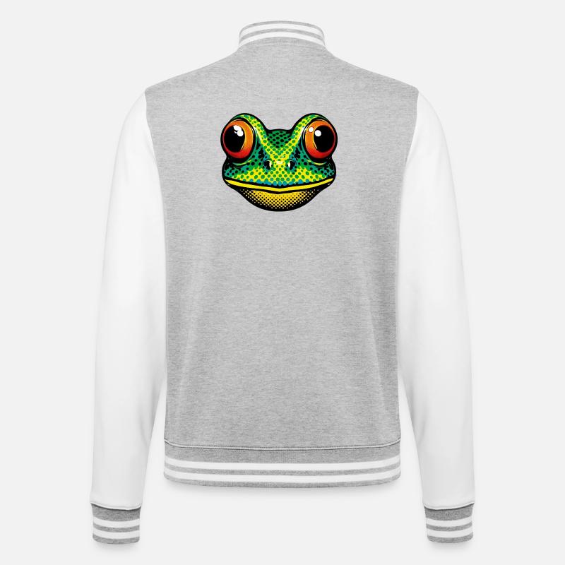Frosch - College-Sweatjacke - Grau meliert/Weiß