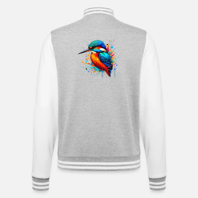 Eisvogel - College-Sweatjacke - Grau meliert/Weiß