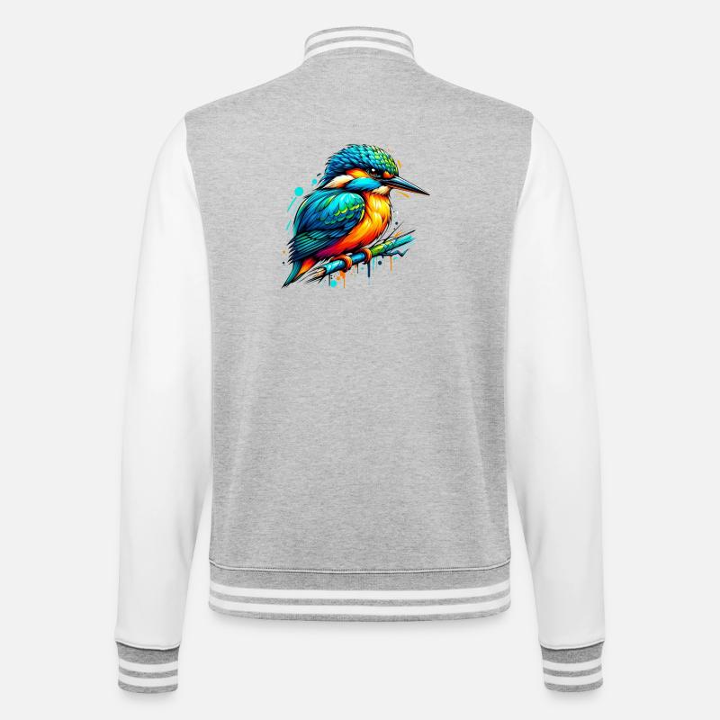Eisvogel - College-Sweatjacke - Grau meliert/Weiß