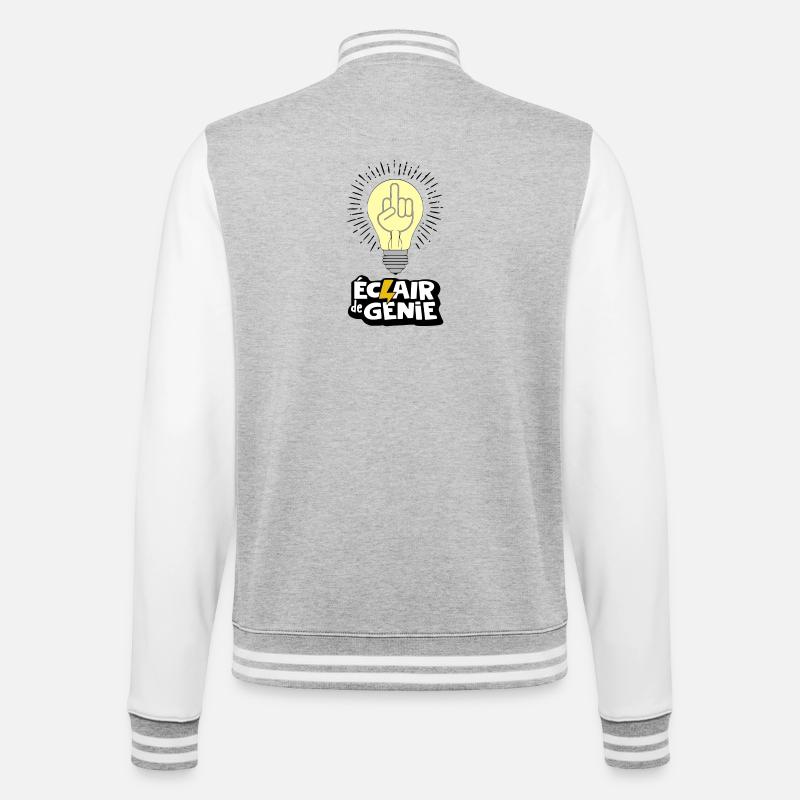 Geistesblitz - College-Sweatjacke - Grau meliert/Weiß