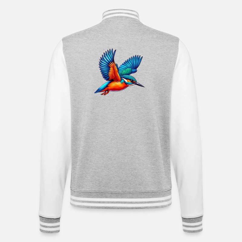 Eisvogel - College-Sweatjacke - Grau meliert/Weiß