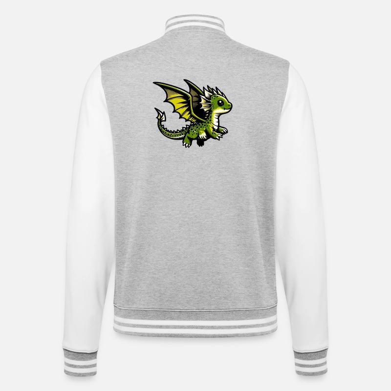 Drache - College-Sweatjacke - Grau meliert/Weiß