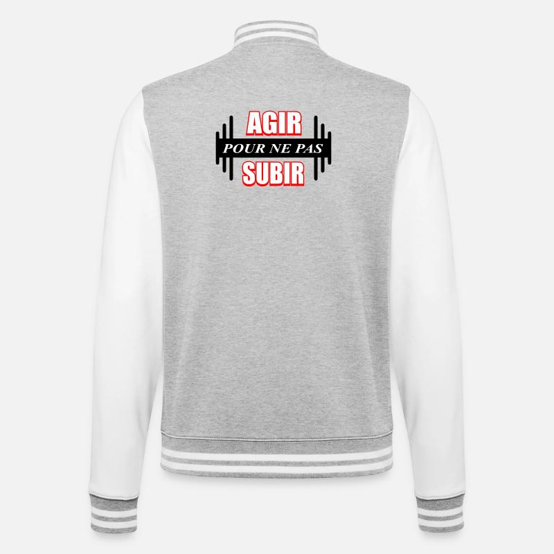 Act to avoid suffering - College Sweat Jacket - heather grey/white