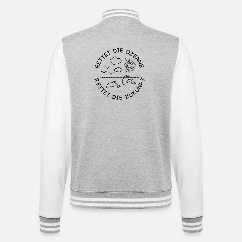 Dolphin - College Sweat Jacket - heather grey/white