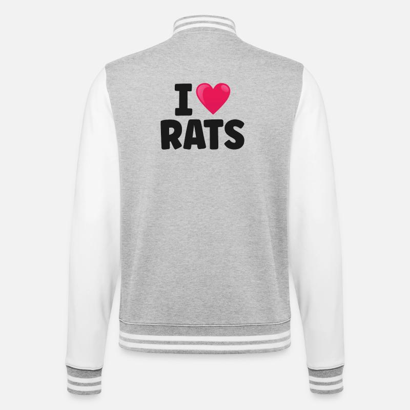 Ratte Ratten - College-Sweatjacke - Grau meliert/Weiß