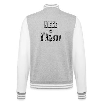 Nièce Amour Cœur - Veste Teddy - gris chiné / blanc - Dos - Marisol (170cm)
