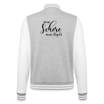 Meine Schere Meine Regeln Berufe-Sprüche Friseur - College-Sweatjacke - Grau meliert/Weiß - Hinten - Marisol (170cm)