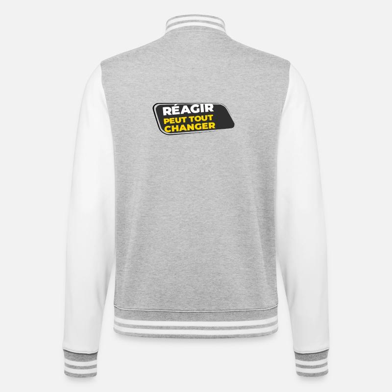 Réagir peut tout changer - Veste Teddy - gris chiné / blanc