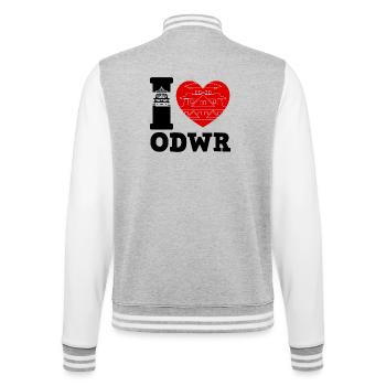 Hearts of Vacation with Huts and Palms - College Sweat Jacket - heather grey/white - Back - Marisol (170cm)