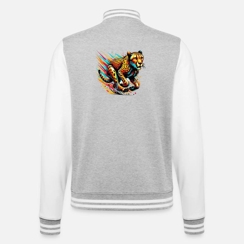 Gepard - College-Sweatjacke - Grau meliert/Weiß