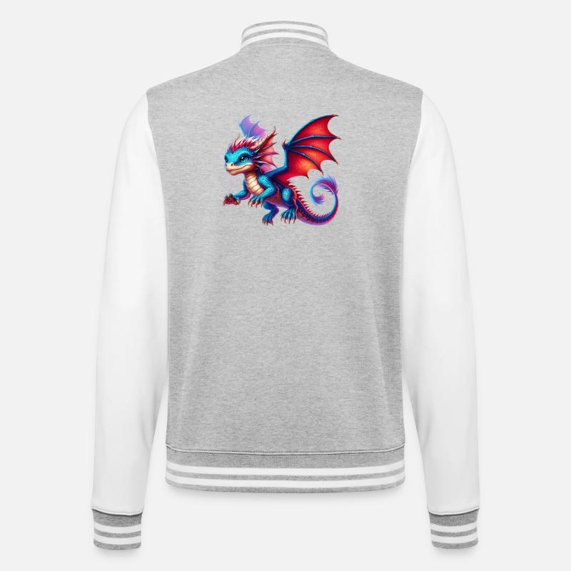 Drache - College-Sweatjacke - Grau meliert/Weiß