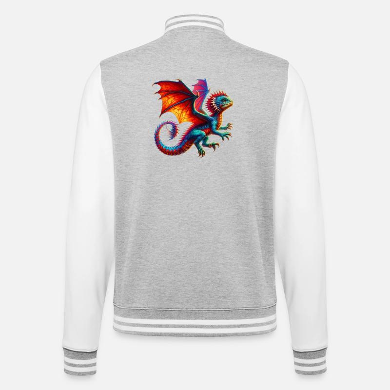 Drache - College-Sweatjacke - Grau meliert/Weiß