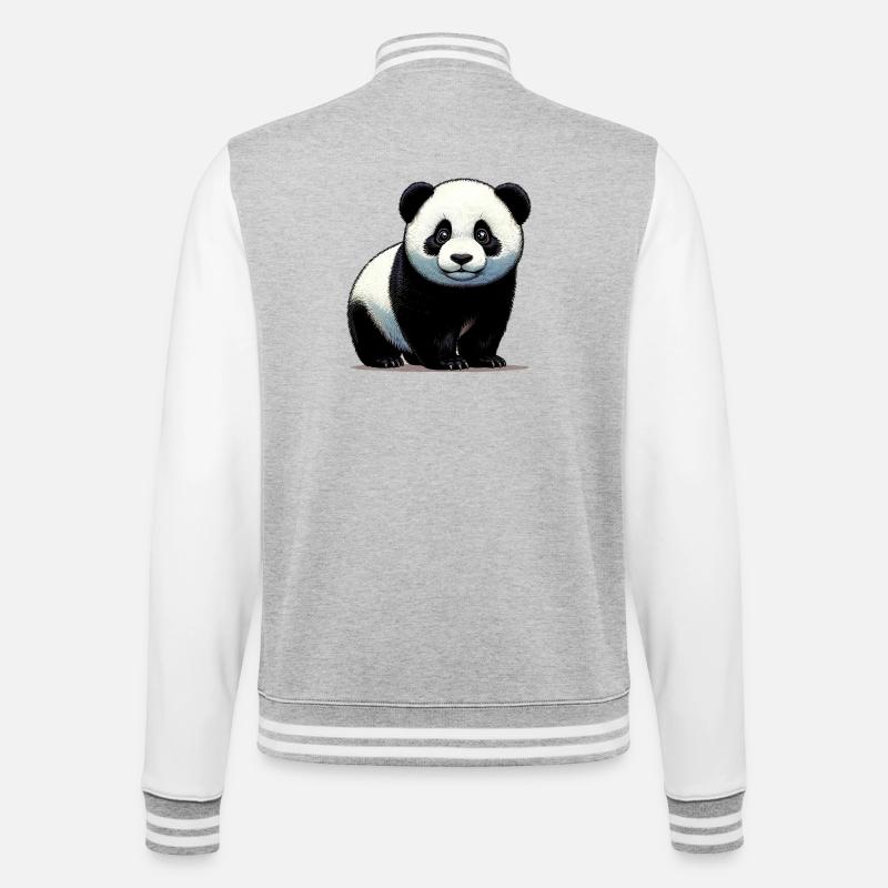 Panda - College-Sweatjacke - Grau meliert/Weiß